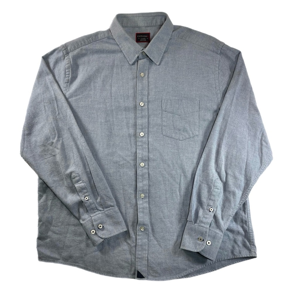Untuckit Shirt Men XL Light Blue Button Up Short Sleeve Cotton